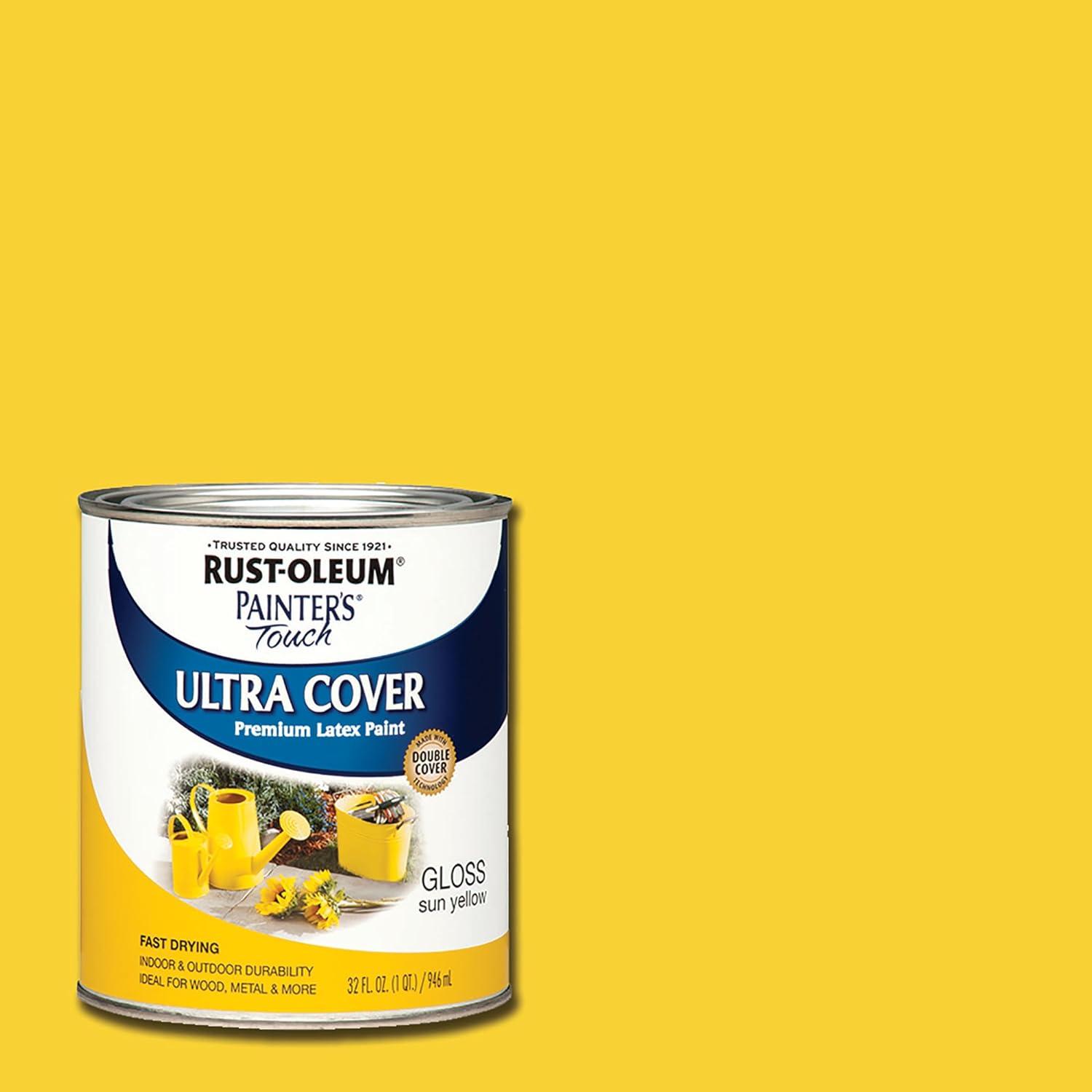 image:imageRustOleum 267334 Painters Touch Latex Paint Quart Satin Hunt Club Green 1 Quarts Pack of 1Gloss Sun Yellow