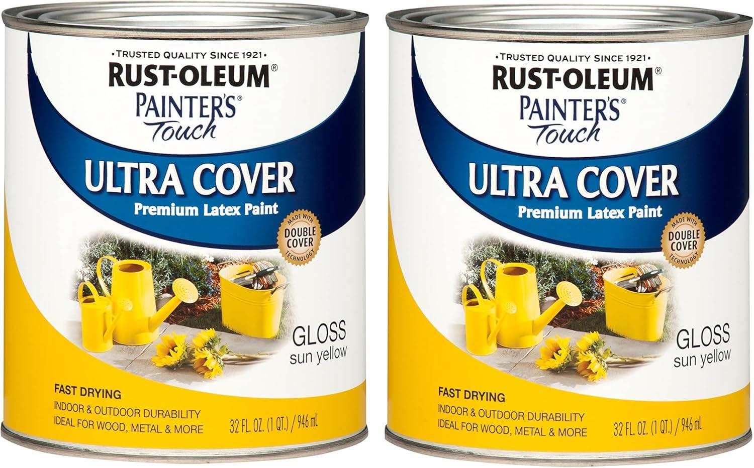 image:imageRustOleum 267334 Painters Touch Latex Paint Quart Satin Hunt Club Green 1 Quarts Pack of 1Gloss Sun Yellow