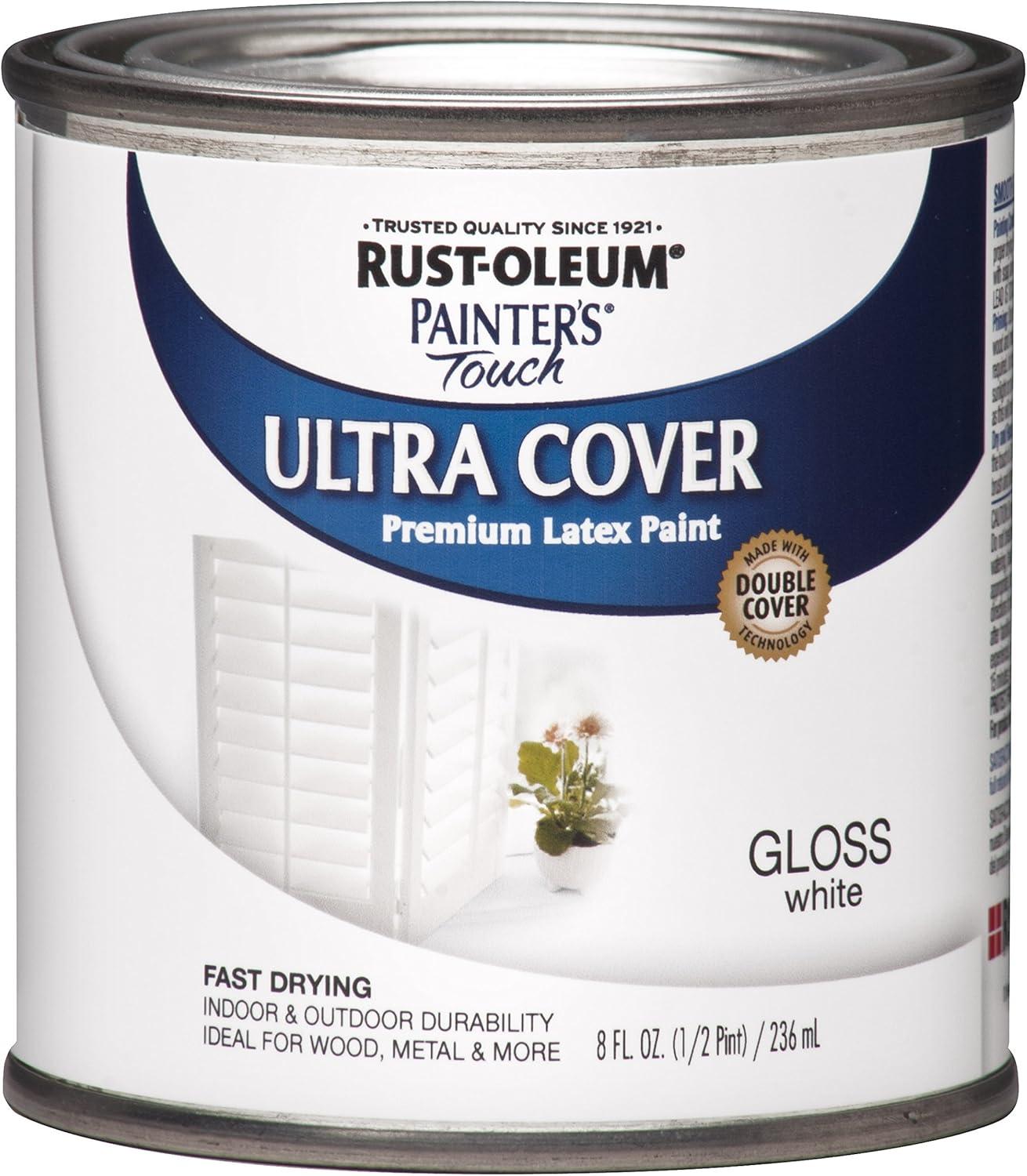 image:imageRustOleum 267334 Painters Touch Latex Paint Quart Satin Hunt Club Green 1 Quarts Pack of 1Gloss White