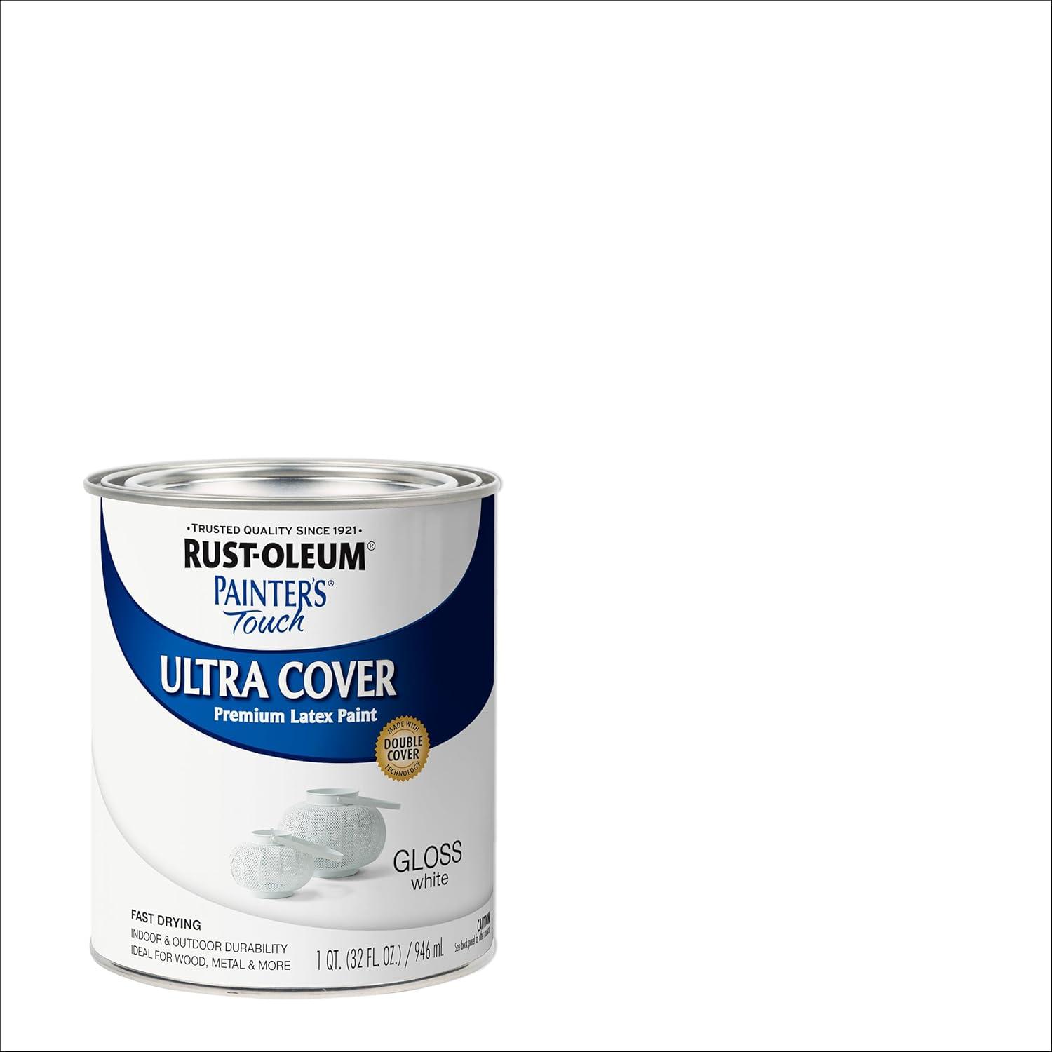 image:imageRustOleum 267334 Painters Touch Latex Paint Quart Satin Hunt Club Green 1 Quarts Pack of 1Gloss White