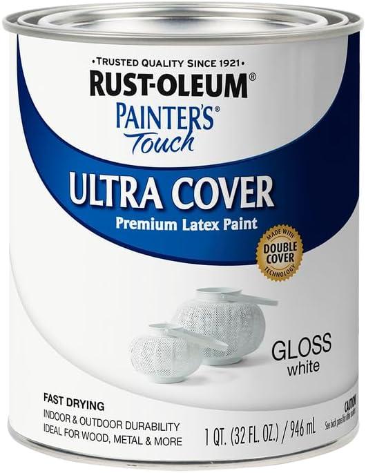 image:imageRustOleum 267334 Painters Touch Latex Paint Quart Satin Hunt Club Green 1 Quarts Pack of 1Gloss White