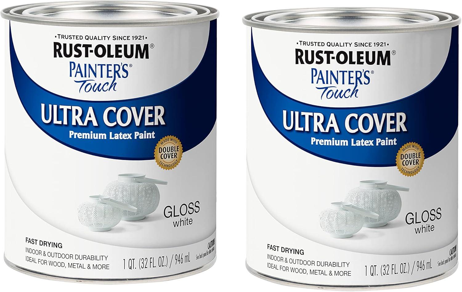 image:imageRustOleum 267334 Painters Touch Latex Paint Quart Satin Hunt Club Green 1 Quarts Pack of 1Gloss White
