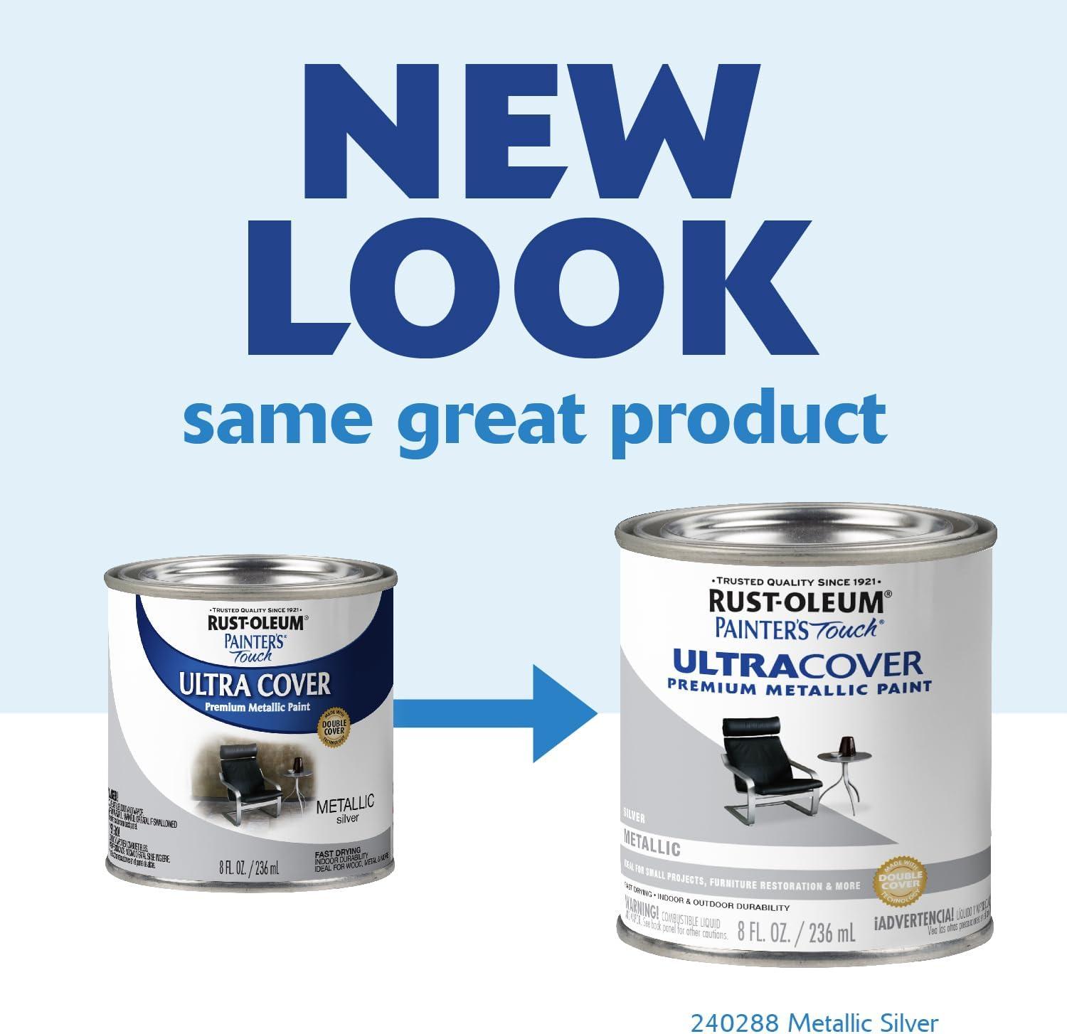 image:imageRustOleum 267334 Painters Touch Latex Paint Quart Satin Hunt Club Green 1 Quarts Pack of 1Metallic Silver