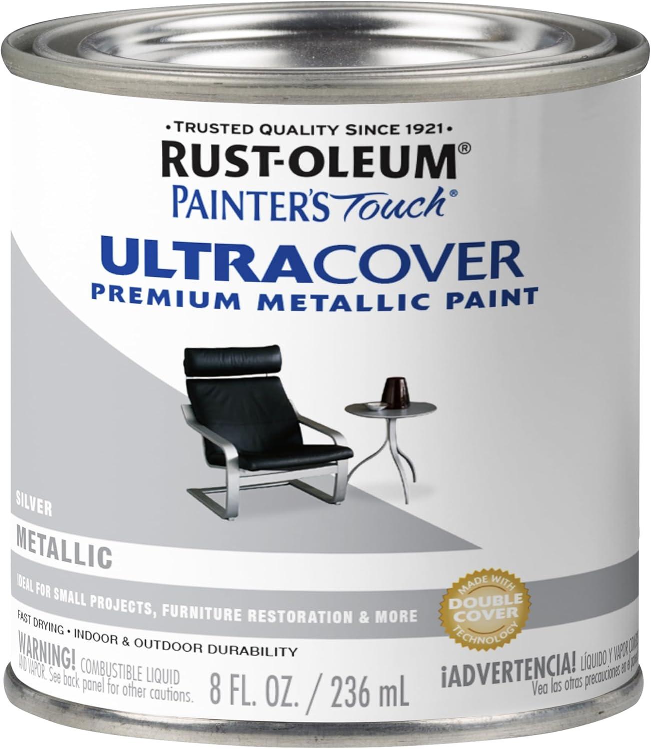 image:imageRustOleum 267334 Painters Touch Latex Paint Quart Satin Hunt Club Green 1 Quarts Pack of 1Metallic Silver