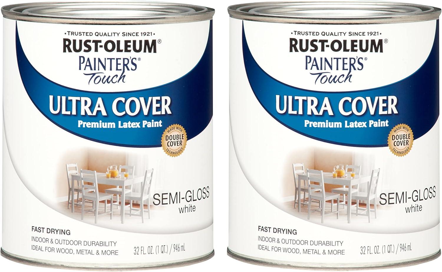image:imageRustOleum 267334 Painters Touch Latex Paint Quart Satin Hunt Club Green 1 Quarts Pack of 1SemiGloss White