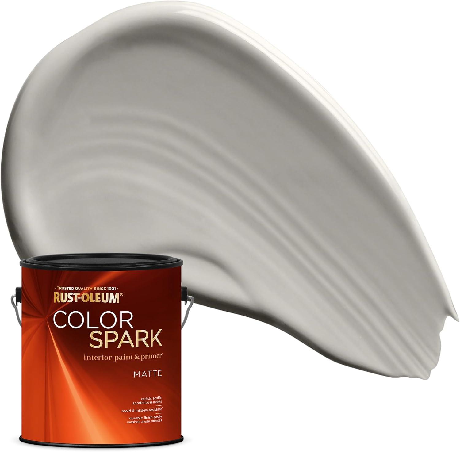 image:imageRustOleum Color Spark Interior Paint and Primer in One Eggshell Almond Macaron 1 GallonCement