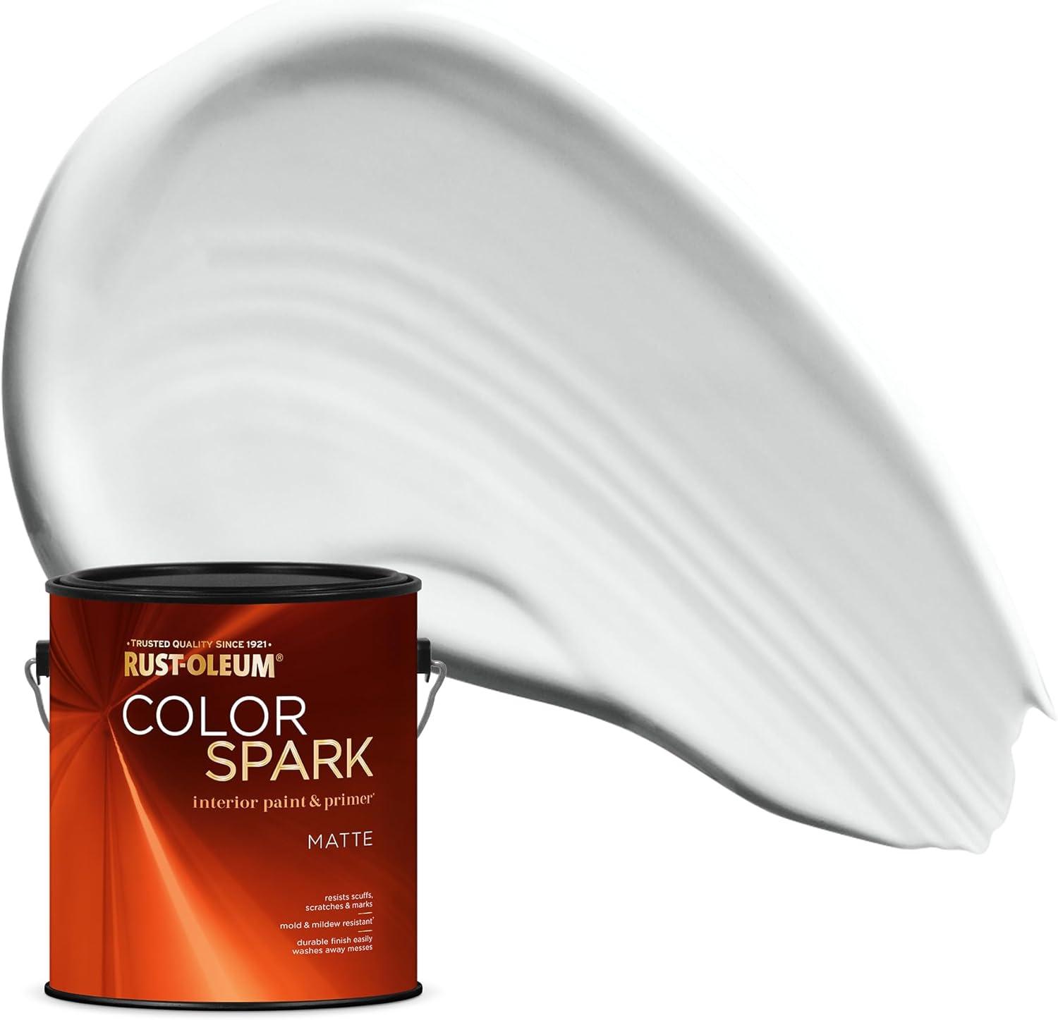 image:imageRustOleum Color Spark Interior Paint and Primer in One Eggshell Almond Macaron 1 GallonWhite Bay