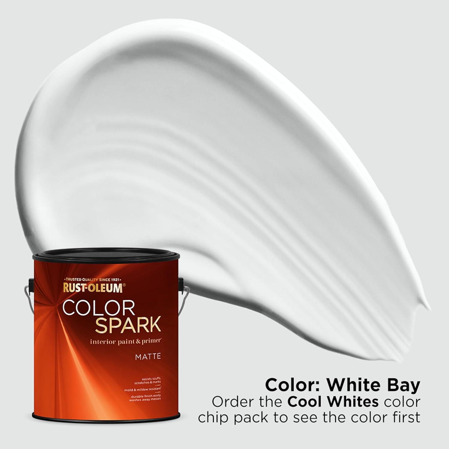 image:imageRustOleum Color Spark Interior Paint and Primer in One Matte Ethereal 1 GallonWhite Bay