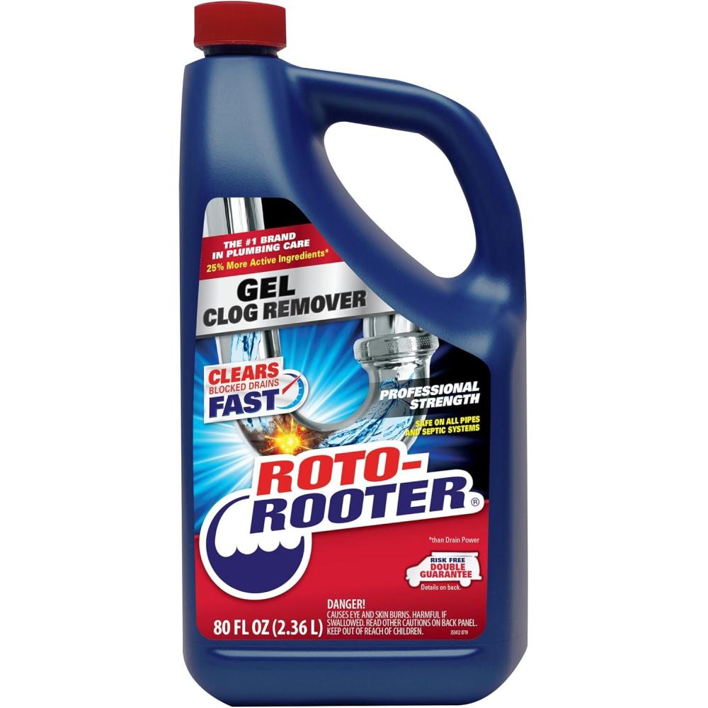image:imageRotoRooter Gel Clog Remover Drain Cleaner Thick Gel Helps Clear Slow Drains and Break Down Hair Grease and Soap Buildup Suitable for Pipes Toilets Showers and Sinks 80 oz80 Ounces
