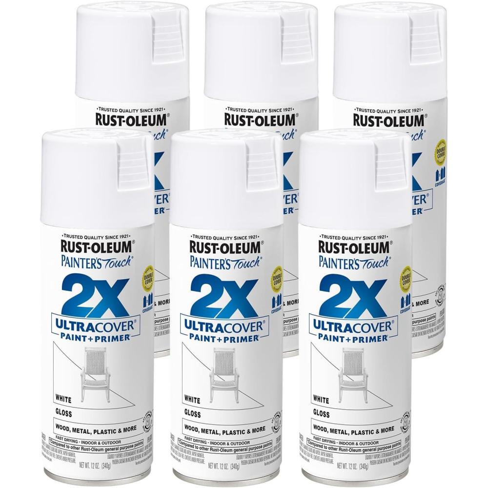 image:imageRustOleum 2490906PK Painters Touch 2X Ultra Cover Spray Paint 12 oz Gloss White 6 Pack