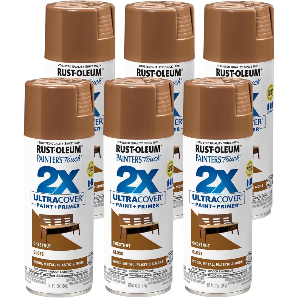 image:imageRustOleum 2498476PK Painters Touch 2X Ultra Cover Spray Paint 12 oz Gloss Chestnut 6 Pack