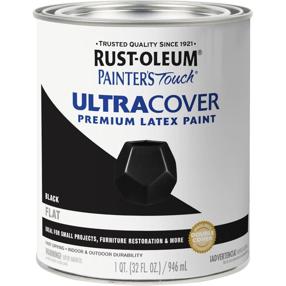 image:imageRustOleum 267334 Painters Touch Latex Paint Quart Satin Hunt Club Green 1 Quarts Pack of 1Flat Black