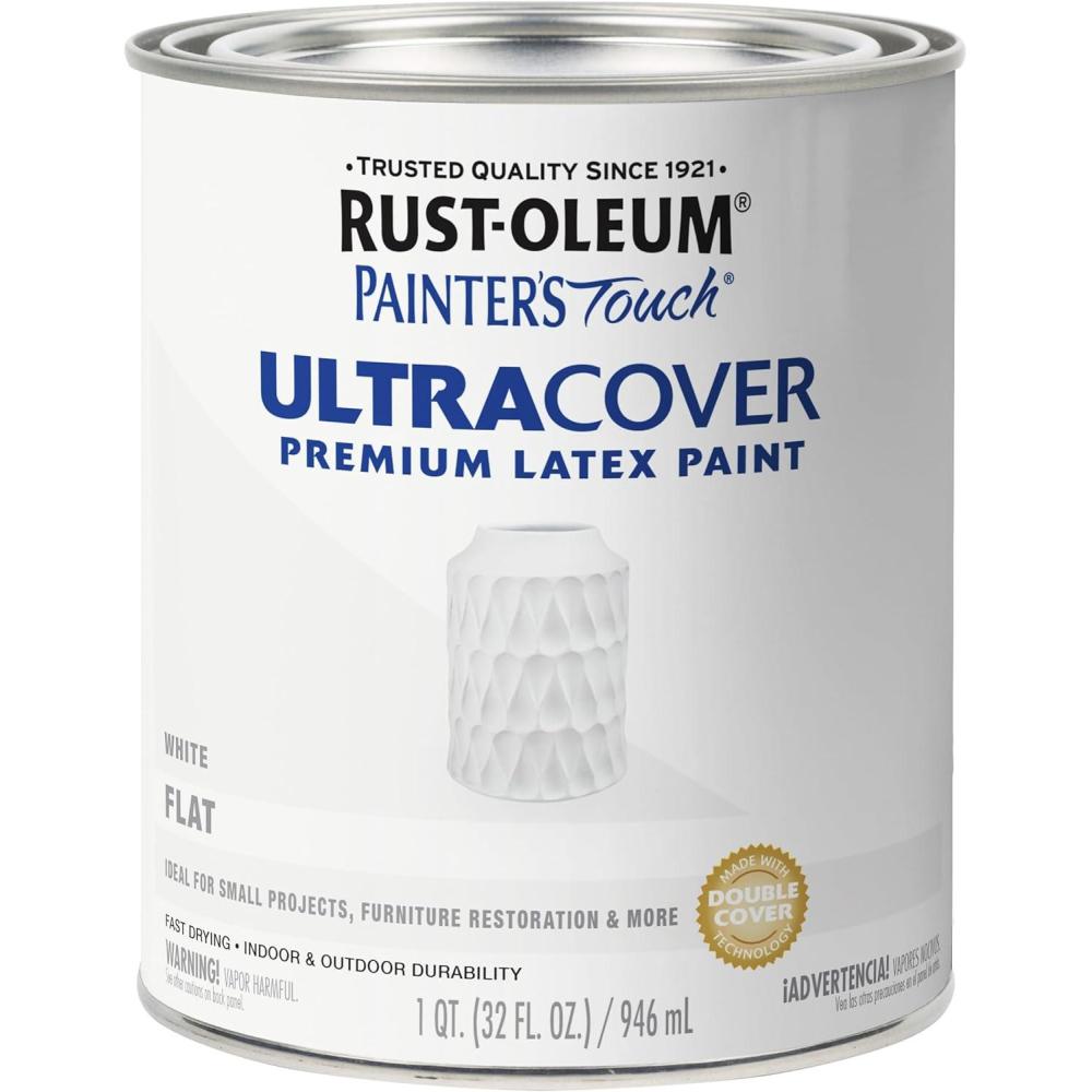 image:imageRustOleum 267334 Painters Touch Latex Paint Quart Satin Hunt Club Green 1 Quarts Pack of 1Flat White
