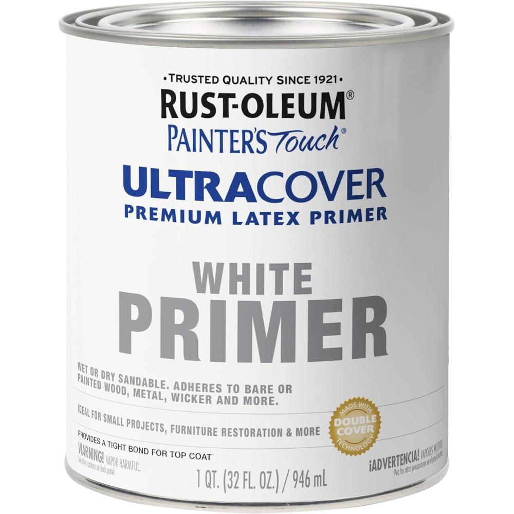 image:imageRustOleum 267334 Painters Touch Latex Paint Quart Satin Hunt Club Green 1 Quarts Pack of 1Flat White Primer