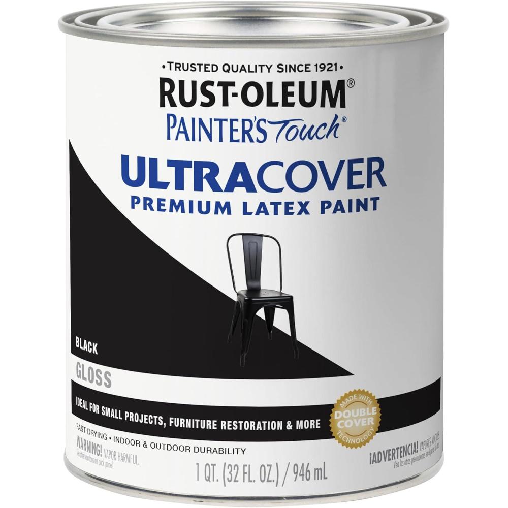 image:imageRustOleum 267334 Painters Touch Latex Paint Quart Satin Hunt Club Green 1 Quarts Pack of 1Gloss Black