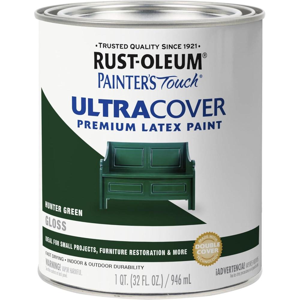 image:imageRustOleum 267334 Painters Touch Latex Paint Quart Satin Hunt Club Green 1 Quarts Pack of 1Gloss Hunter Green