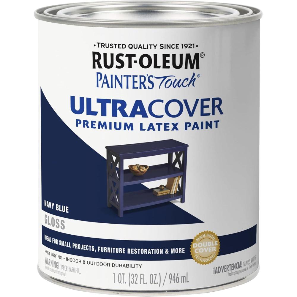 image:imageRustOleum 267334 Painters Touch Latex Paint Quart Satin Hunt Club Green 1 Quarts Pack of 1Gloss Navy Blue