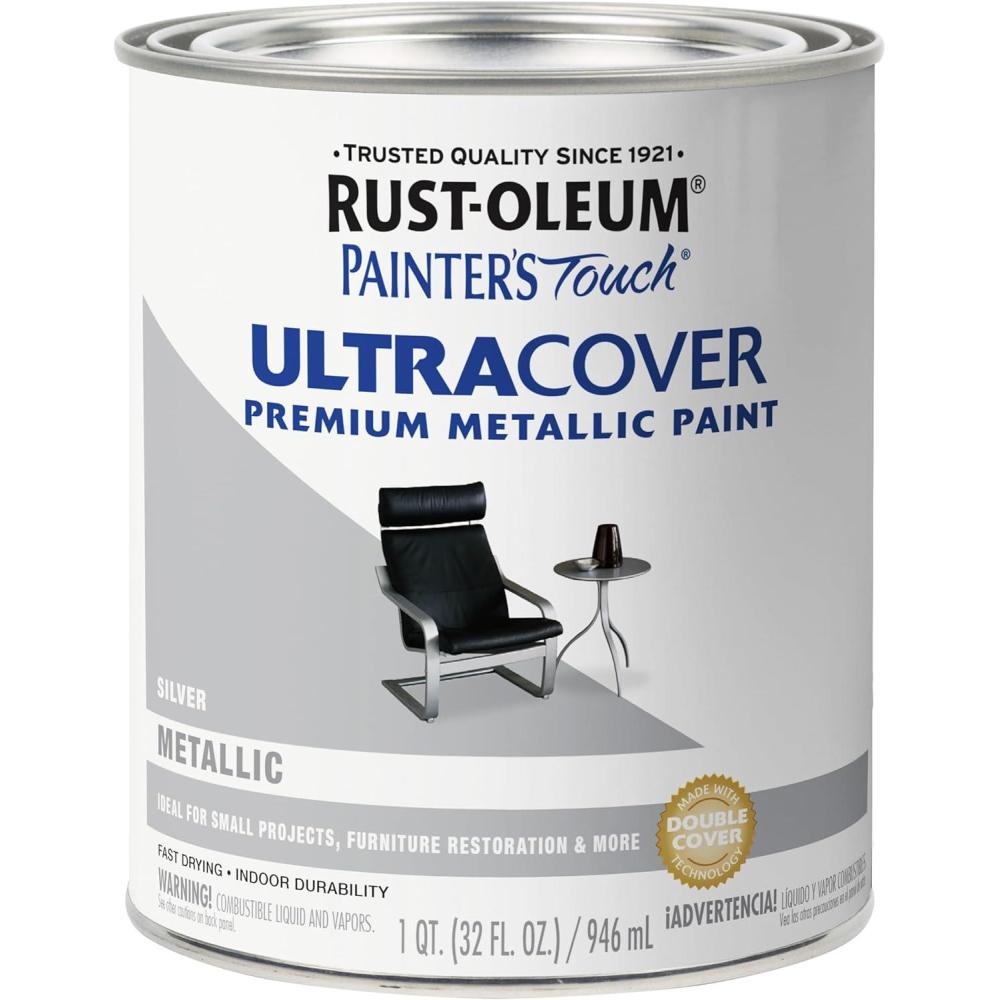 image:imageRustOleum 267334 Painters Touch Latex Paint Quart Satin Hunt Club Green 1 Quarts Pack of 1Metallic Silver