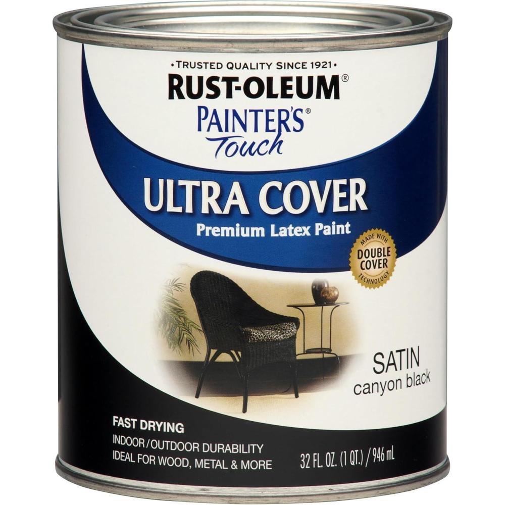 image:imageRustOleum 267334 Painters Touch Latex Paint Quart Satin Hunt Club Green 1 Quarts Pack of 1Satin Canyon Black