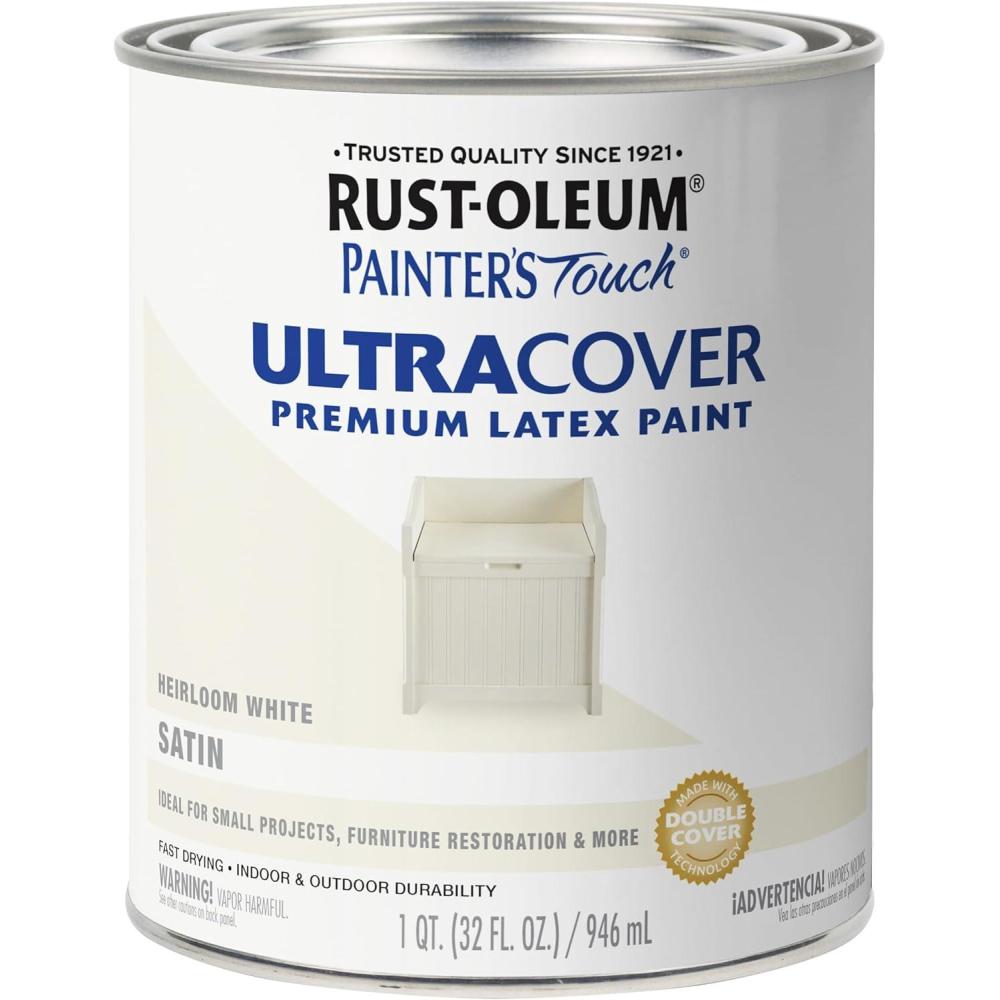 image:imageRustOleum 267334 Painters Touch Latex Paint Quart Satin Hunt Club Green 1 Quarts Pack of 1Satin Heirloom White