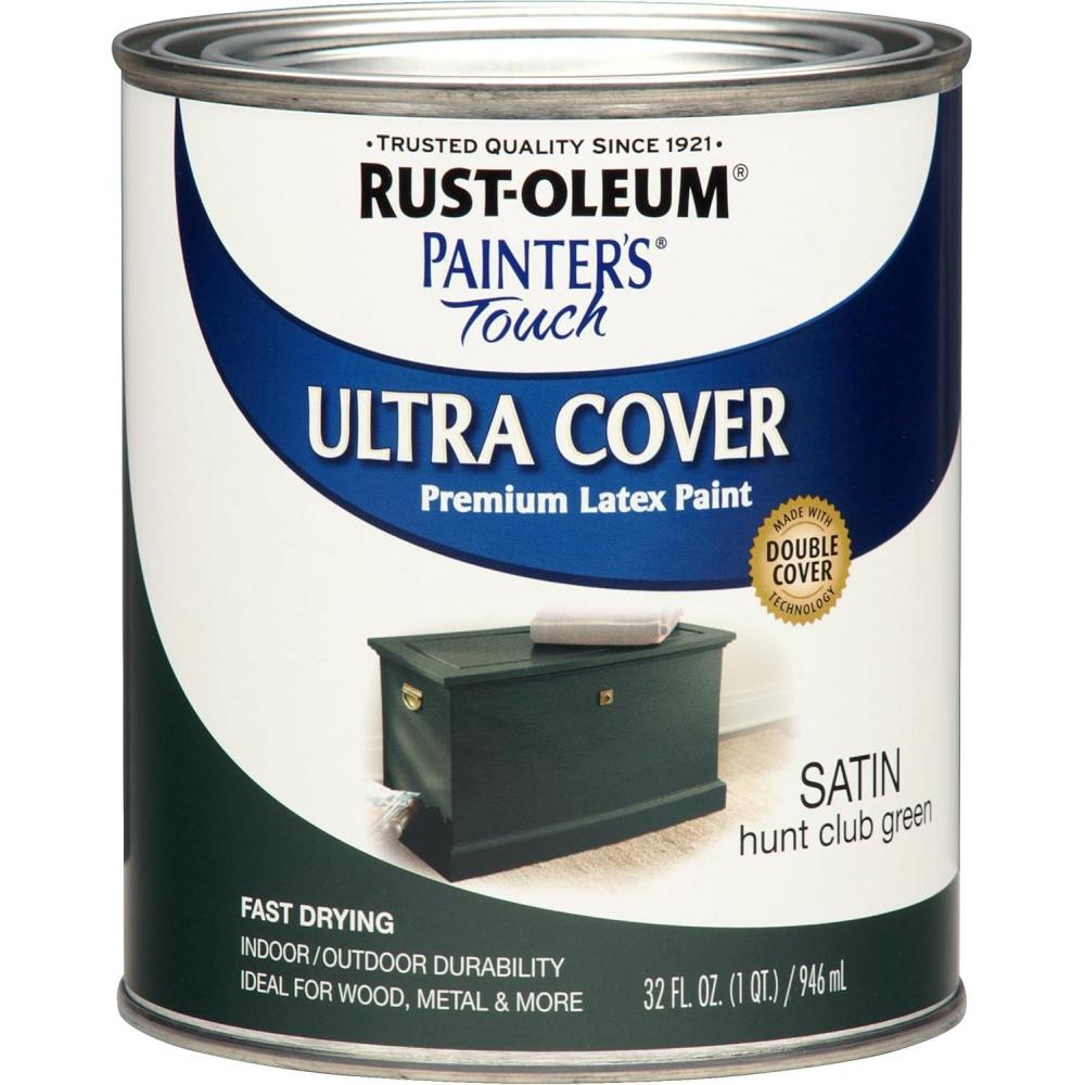 image:imageRustOleum 267334 Painters Touch Latex Paint Quart Satin Hunt Club Green 1 Quarts Pack of 1Satin Hunt Club Green