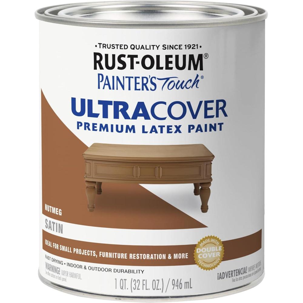 image:imageRustOleum 267334 Painters Touch Latex Paint Quart Satin Hunt Club Green 1 Quarts Pack of 1Satin Nutmeg