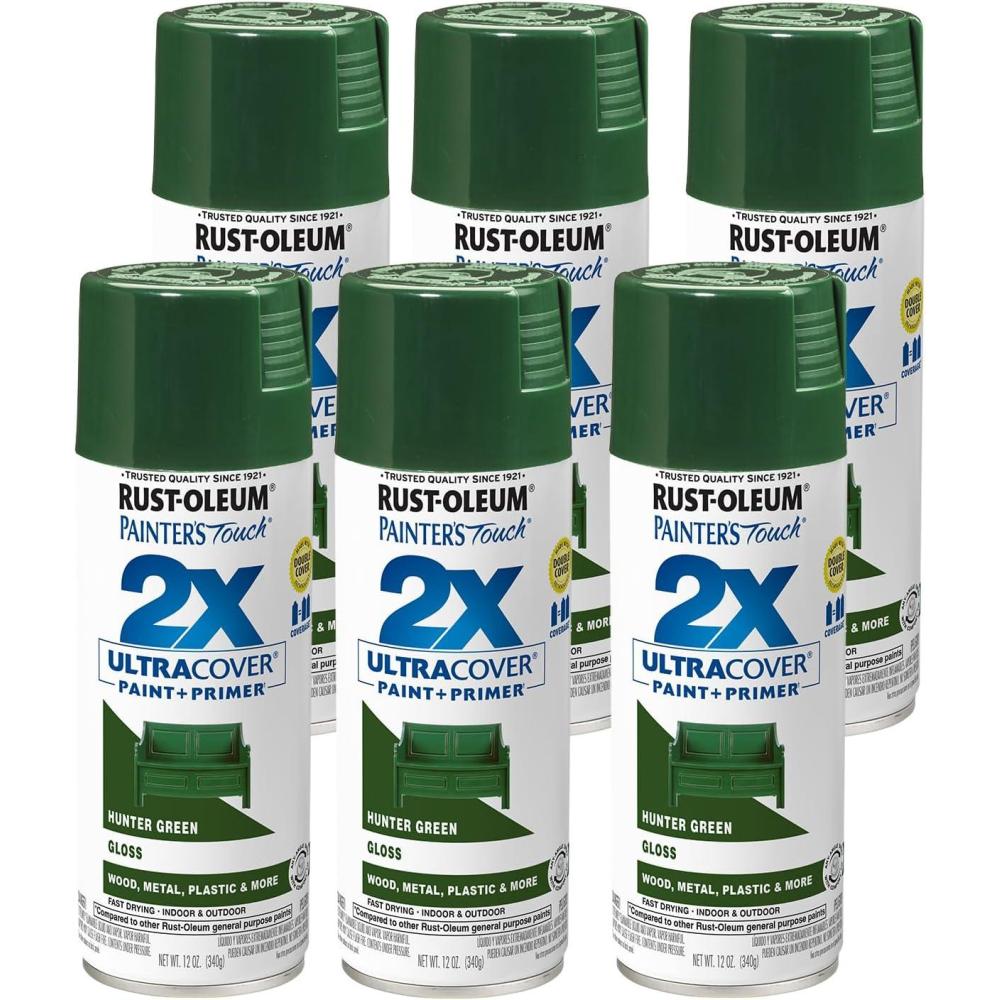 image:imageRustOleum 3340346PK Painters Touch 2X Ultra Cover Spray Paint 12 oz Gloss Hunter Green 6 Pack