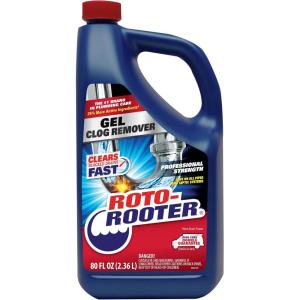 Roto-Rooter Gel Clog Remover Drain Cleaner, Thick Gel Helps Clear Slow Drains and Break Down Hair, Grease and Soap Buildup, Suitable for Pipes, Toilets, Showers and Sinks, 80 oz(80 Ounces)
