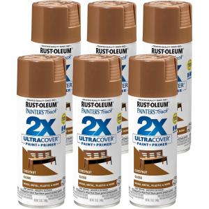 Rust-Oleum 249847-6PK Painter’s Touch 2X Ultra Cover Spray Paint, 12 oz, Gloss Chestnut, 6 Pack