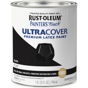Rust-Oleum 267334 Painter’s Touch Latex Paint, Quart, Satin Hunt Club Green, 1 Quarts (Pack of 1)(Flat Black)