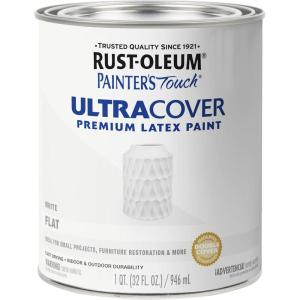 Rust-Oleum 267334 Painter’s Touch Latex Paint, Quart, Satin Hunt Club Green, 1 Quarts (Pack of 1)(Flat White)