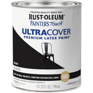 Rust-Oleum 267334 Painter’s Touch Latex Paint, Quart, Satin Hunt Club Green, 1 Quarts (Pack of 1)(Gloss Black)