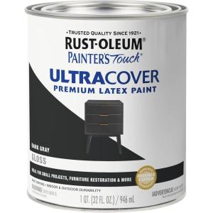 Rust-Oleum 267334 Painter’s Touch Latex Paint, Quart, Satin Hunt Club Green, 1 Quarts (Pack of 1)(Gloss Dark Gray)
