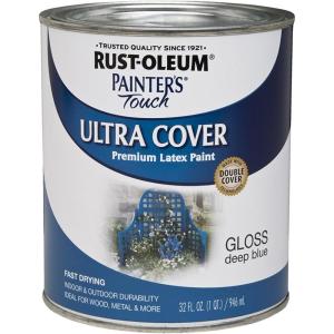 Rust-Oleum 267334 Painter’s Touch Latex Paint, Quart, Satin Hunt Club Green, 1 Quarts (Pack of 1)(Gloss Deep Blue)