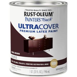 Rust-Oleum 267334 Painter’s Touch Latex Paint, Quart, Satin Hunt Club Green, 1 Quarts (Pack of 1)(Gloss Kona Brown)