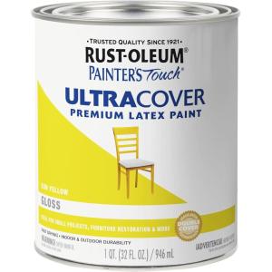 Rust-Oleum 267334 Painter’s Touch Latex Paint, Quart, Satin Hunt Club Green, 1 Quarts (Pack of 1)(Gloss Sun Yellow)