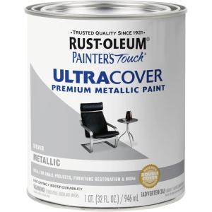 Rust-Oleum 267334 Painter’s Touch Latex Paint, Quart, Satin Hunt Club Green, 1 Quarts (Pack of 1)(Metallic Silver)