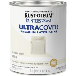 Rust-Oleum 267334 Painter’s Touch Latex Paint, Quart, Satin Hunt Club Green, 1 Quarts (Pack of 1)(Satin Heirloom White)