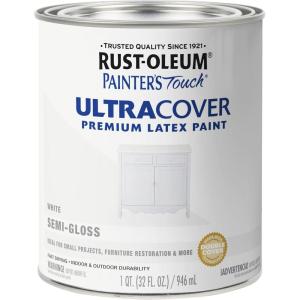 Rust-Oleum 267334 Painter’s Touch Latex Paint, Quart, Satin Hunt Club Green, 1 Quarts (Pack of 1)(Semi-Gloss White)