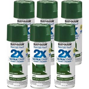 Rust-Oleum 334034-6PK Painter’s Touch 2X Ultra Cover Spray Paint, 12 oz, Gloss Hunter Green, 6 Pack