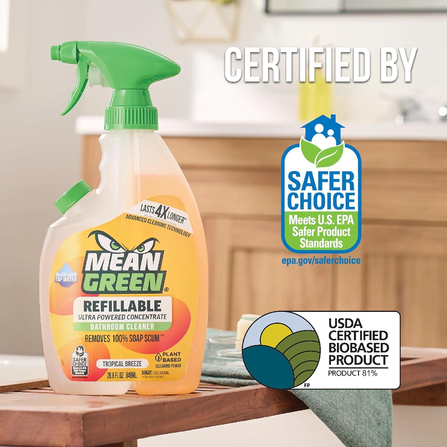 image:imageMean Green Refillable Ultra Powered CONCENTRATE Bathroom Cleaner Tropical Breeze 143 Ounce143 Fl Oz Pack of 1