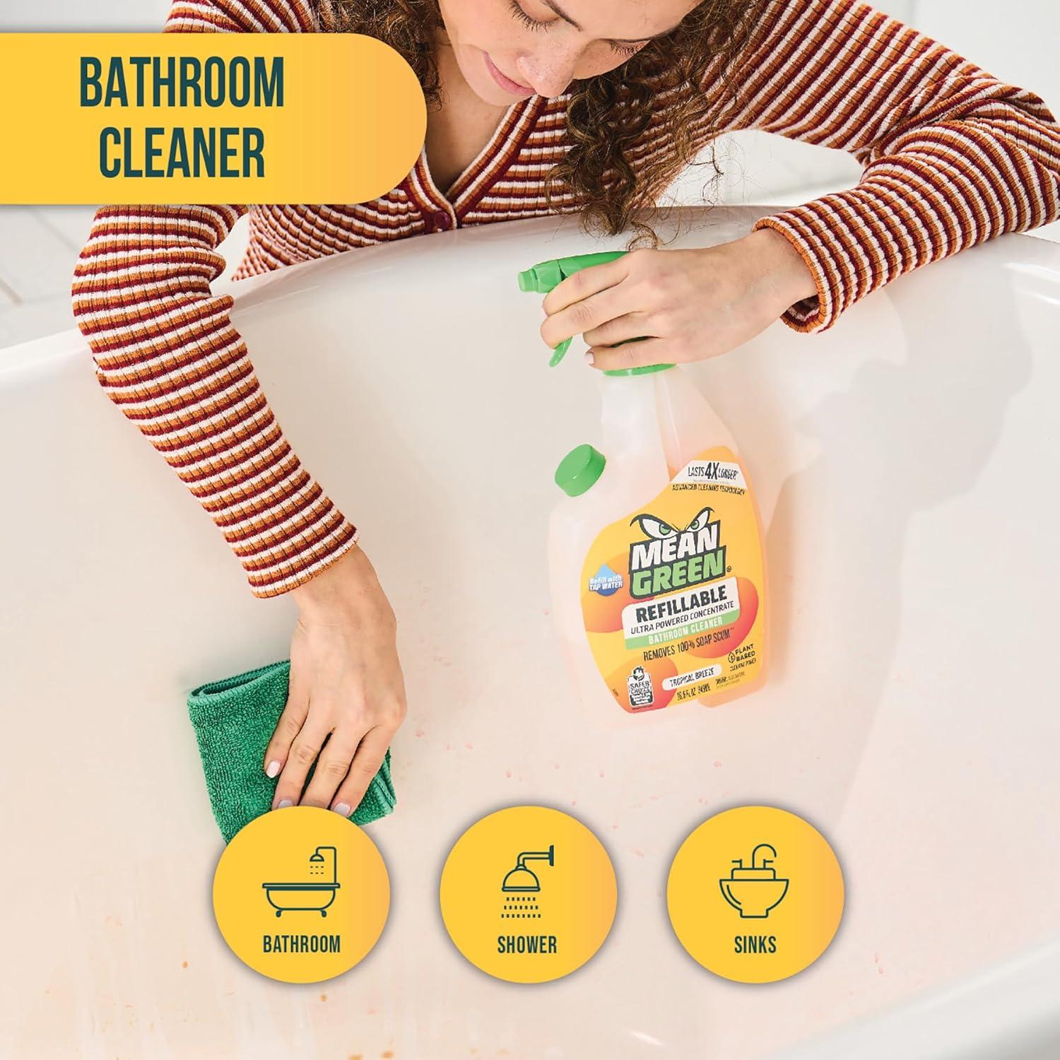 image:imageMean Green Refillable Ultra Powered CONCENTRATE Bathroom Cleaner Tropical Breeze 143 Ounce143 Fl Oz Pack of 1
