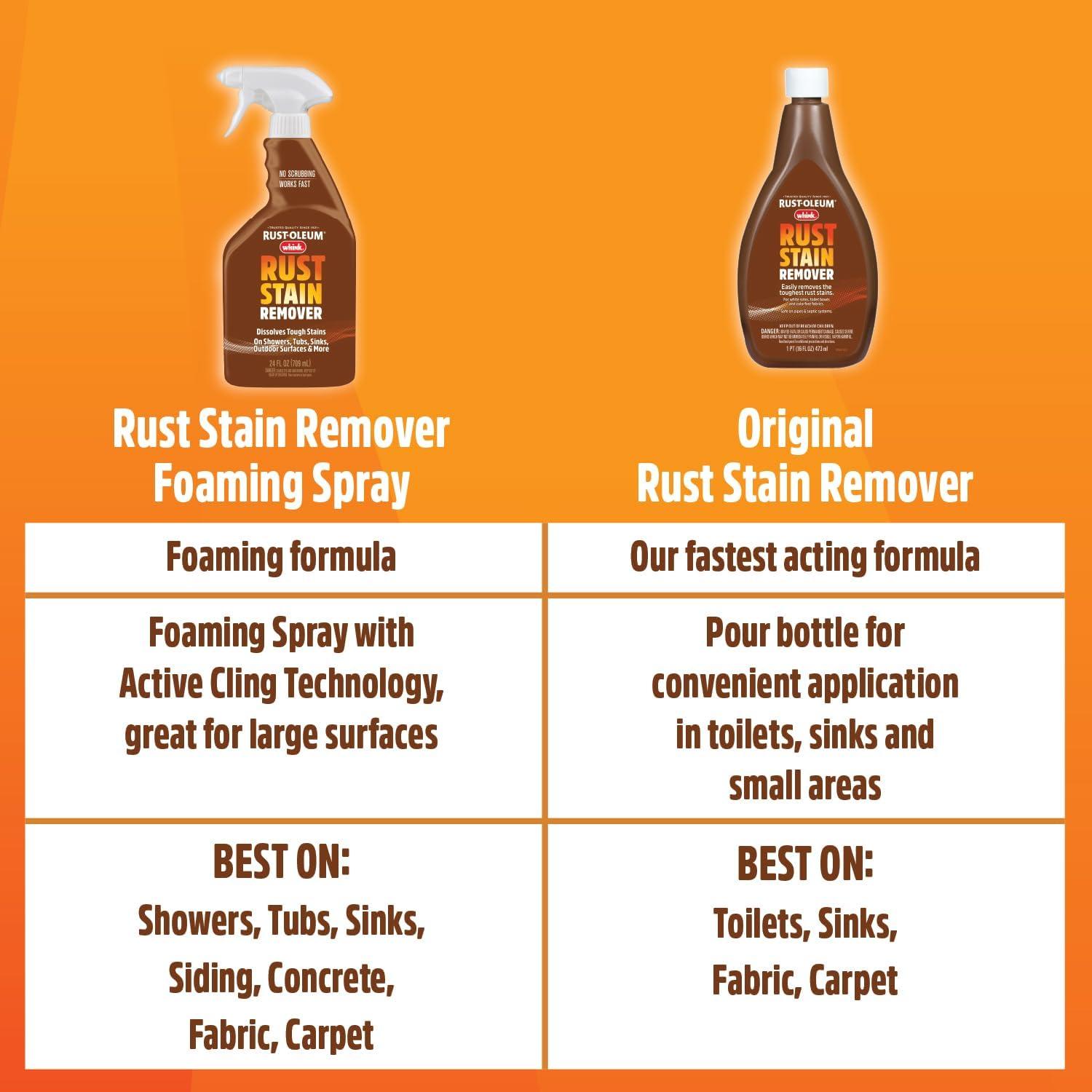 image:imageRustOleum Whink Rust Stain Remover HeavyDuty Iron Stain Remover Foaming Spray with Excellent Cling for Toilets Showers Sinks Outdoor Siding 24 oz533 Fl Oz Pack of 6