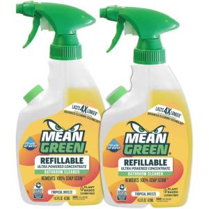 Mean Green Refillable Ultra Powered CONCENTRATE Bathroom Cleaner, Tropical Breeze, 14.3 Ounce(14.3 Fl Oz (Pack of 2))