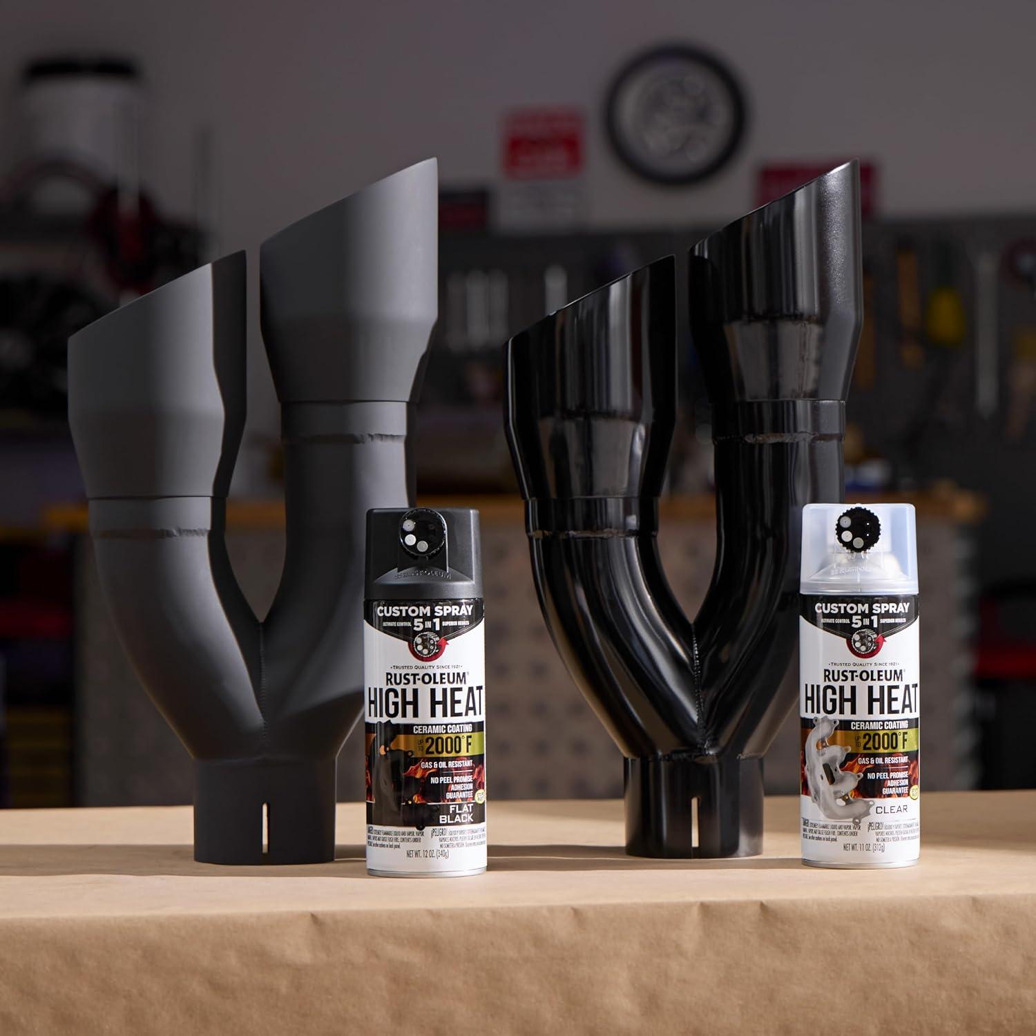 image:imageRustOleum Automotive High Heat Spray Paint Custom Spray 5in1 12 oz Gloss ClearFlat Black
